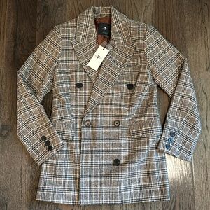 7 for All Mankind Double Plaid Breasted Blazer